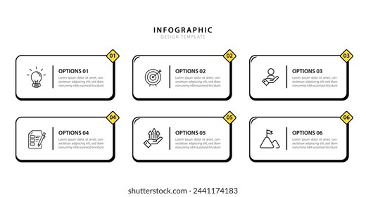 Infographic template. 6 Step timeline journey, Flat simple infographics design template. presentation graph. Business concept with numbers 6 options or steps vector illustration.