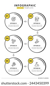 Infographic template. 6 Step timeline journey, Flat simple infographics design template. presentation graph. Business concept with numbers 6 options or steps vector illustration.