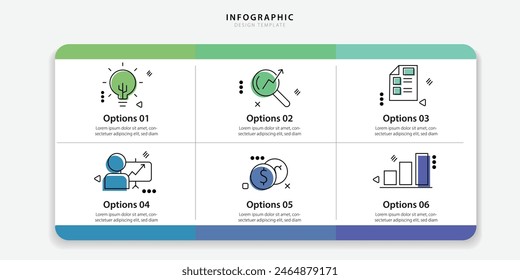 Infographic template. 6 Step timeline journey, Flat simple infographics design template. presentation graph. Business concept with numbers 6 options or steps vector illustration.