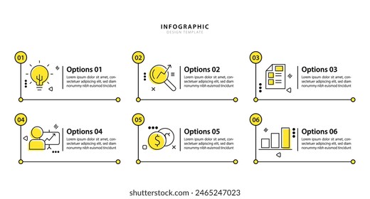 Infographic template. 6 Step timeline journey, Flat simple infographics design template. presentation graph. Business concept with numbers 6 options or steps vector illustration.