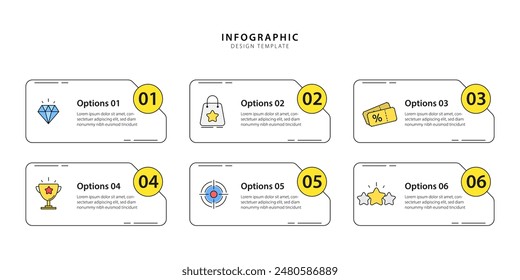 Infographic template. 6 Step timeline journey, Flat simple infographics design template. presentation graph. Business concept with numbers 6 options or steps vector illustration.