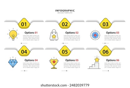Infographic template. 6 Step timeline journey, Flat simple infographics design template. presentation graph. Business concept with numbers 6 options or steps vector illustration.
