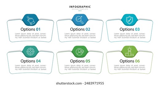 Infographic template. 6 Step timeline journey, Flat simple infographics design template. presentation graph. Business concept with numbers 6 options or steps vector illustration.