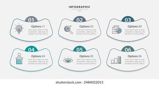 Infographic template. 6 Step timeline journey, Flat simple infographics design template. presentation graph. Business concept with numbers 6 options or steps vector illustration.