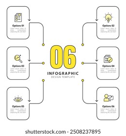 Infographic template. 6 Step timeline journey, Flat simple infographics design template. presentation graph. Business concept with numbers 6 options or steps vector illustration.