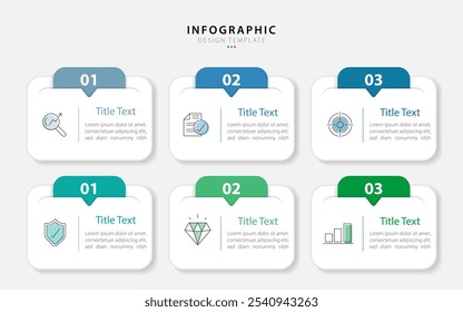 Plantilla infográfica. Viaje de la línea de tiempo de 6 pasos, Plantilla de diseño de infografías simples planas. Concepto de negocio con números 6 opciones o pasos de Ilustración vectorial.	