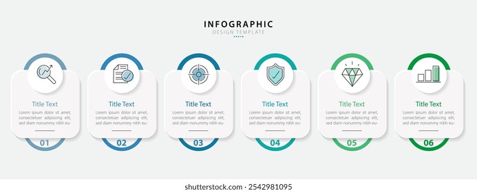 Infographic template. 6 Step timeline journey, Flat simple infographics design template. presentation graph. Business concept with numbers 6 options or steps vector illustration.