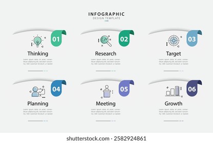 Infographic template. 6 Step timeline journey, Flat simple infographics design template. presentation graph. Business concept with numbers 6 options or steps vector illustration.