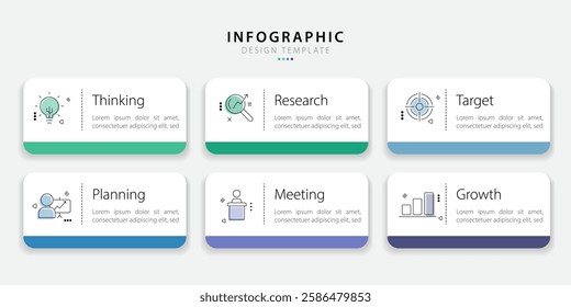 Infographic template. 6 Step timeline journey, Flat simple infographics design template. presentation graph. Business concept with numbers 6 options or steps vector illustration.