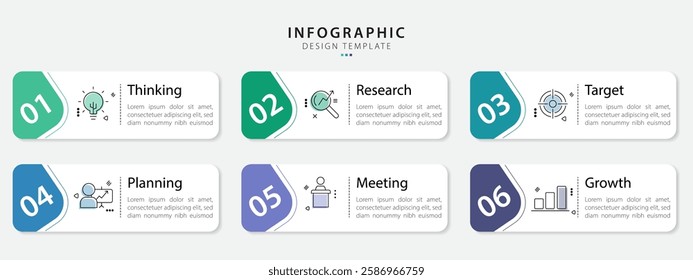 Infographic template. 6 Step timeline journey, Flat simple infographics design template. presentation graph. Business concept with numbers 6 options or steps vector illustration.