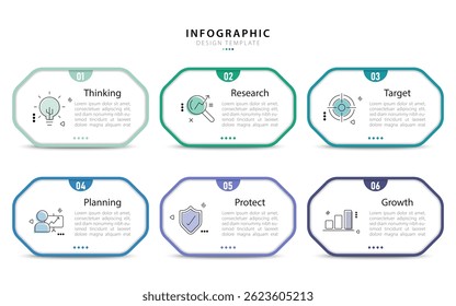 Infographic template. 6 Step timeline journey, Flat simple infographics design template. presentation graph. Business concept with numbers 6 options or steps vector illustration.