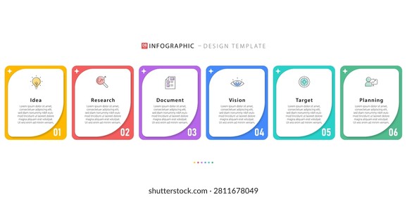 Infographic template. 6 Step timeline journey, Flat simple infographics design template. presentation graph. Business concept with numbers 6 options or steps vector illustration.