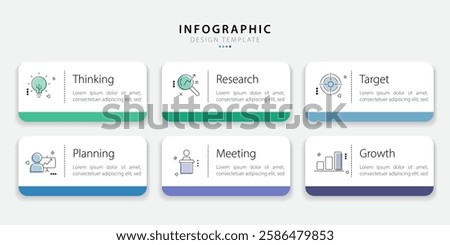 Infographic template. 6 Step timeline journey, Flat simple infographics design template. presentation graph. Business concept with numbers 6 options or steps vector illustration.