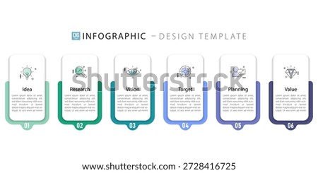Infographic template. 6 Step timeline journey, Flat simple infographics design template. presentation graph. Business concept with numbers 6 options or steps, vector illustration.