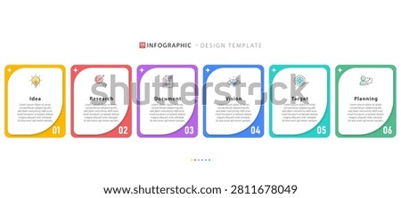 Infographic template. 6 Step timeline journey, Flat simple infographics design template. presentation graph. Business concept with numbers 6 options or steps vector illustration.