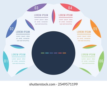 Infographic template 6 steps, objects, elements or options infographic business design