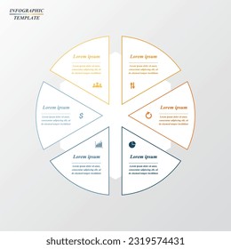 Infographic template with 6 steps, options, parts or processes.