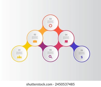 Infographic template with 6 steps, options, parts or processes.