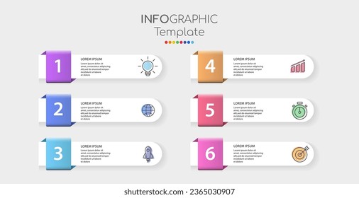 Infographic template. 6 steps. Origami style. Vector banner