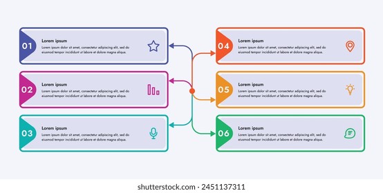 Infographic template. 6 steps that are related to each other. You can use the template to display your steps in electronic or printable format.