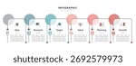 Infographic template. 6 steps timeline journey. Process diagram, 6 options on white background, Infograph elements, technology, education, modern, business, vector illustration.