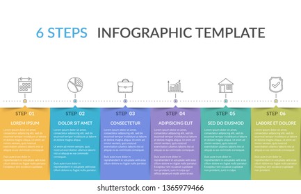 Infographic template with 6 steps, workflow, process chart, vector eps10 illustration