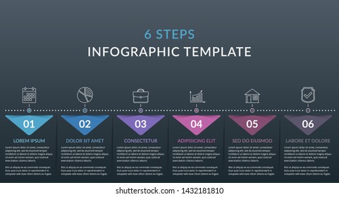 Infographic template with 6 steps, workflow, process chart, vector eps10 illustration