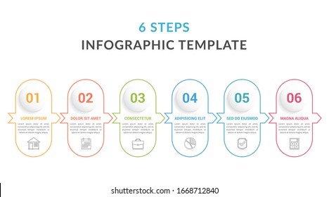 Infographic template with 6 steps, workflow, process chart, vector eps10 illustration
