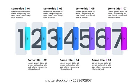 Infographic template with 7 options or steps. Can be used for workflow layout, diagram, banner, webdesign. Vector illustration