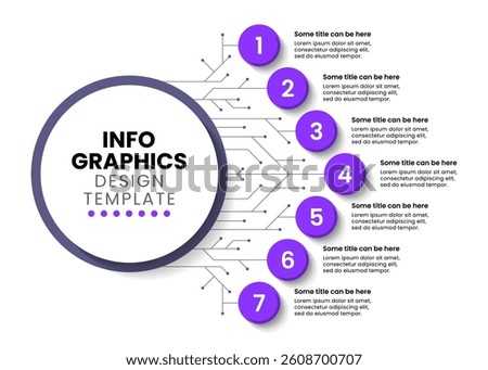 Infographic template with 7 options or steps. Technology concept. Can be used for workflow layout, diagram, banner, webdesign. Vector illustration