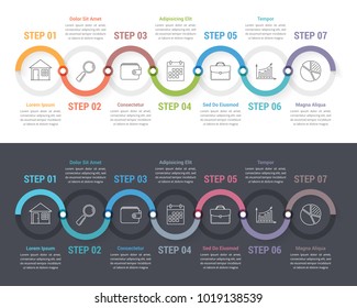 Infographic template with 7 steps or options, workflow, process diagram, vector eps10 illustration