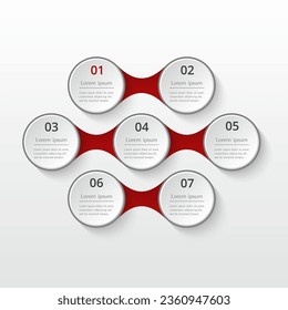 Infographic template with 7 steps, options, parts or processes.