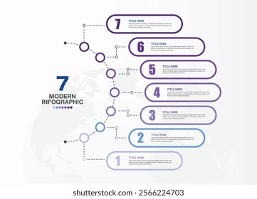 Infographic template with 7 steps, process or options, process chart, Used for process diagram, presentations, workflow layout, flow chart, infograph. Vector eps10 illustration.