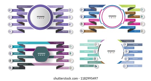 infographic template with 8 options for diagram chart data vector