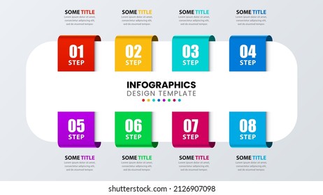 Infografische Vorlage mit 8 Optionen oder Schritten. Kann für Workflow-Layout, Diagramm, Banner, Webdesign verwendet werden. Vektorgrafik