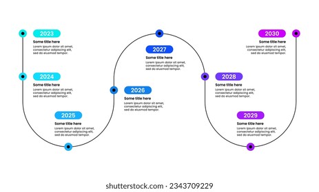 Infographic template with 8 options or steps. Timeline. Can be used for workflow layout, diagram, banner, webdesign. Vector illustration