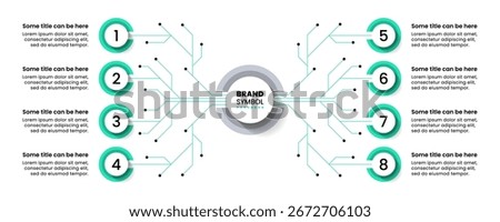 Infographic template with 8 options or steps. Technology concept. Can be used for workflow layout, diagram, banner, webdesign. Vector illustration
