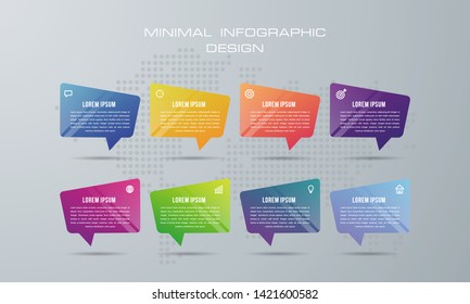 Infographic template with 8 options, workflow, process chart,Timeline infographics design vector can be used for workflow layout, diagram, annual report, web design, steps or proce