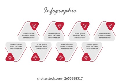 Infographic Template with 8 Planning Steps for Business Timeline, Workflow Management, Strategy Execution, and Marketing Presentations.