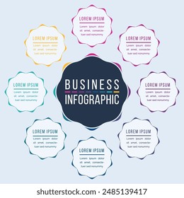 Infographic template 8 steps, objects, elements or options business information circle infographic design