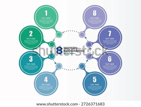 Infographic template with 8 steps, process or options, process chart, Used for process diagram, presentations, workflow layout, flow chart, infograph. Vector eps10 illustration.