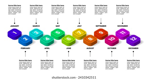 Infographic template. Abstract calendar with a schedule for 12 months. Can be used for workflow layout, diagram, webdesign. Vector illustration