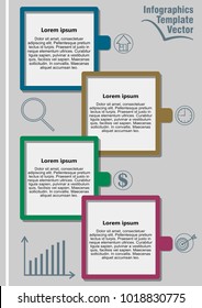 Infographic template abstract with icons, graph, magnifier and copy space, gray design with colorful elements, vector EPS10