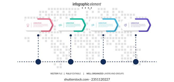 Infographic template. Abstract tree with circles and 4 steps
