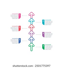 Infographic template for annual report, magazine. Infographic template for business, education, science world. six colored outline arrows informational template