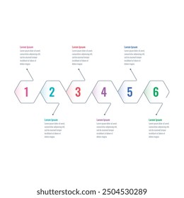 infographic template for annual report, magazine. infographic template for business, education, industry, science world. six steps information template. hexagons information template