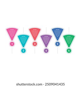 Infographic template for annual report, magazine. Infographic template for industry, education, business, science. six options briefing template. colorful triangles information template