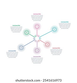 modelo infográfico para relatório anual, revista. modelo infográfico para negócios, educação, indústria, ciência mundo. modelo de informações de seis etapas.