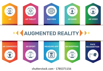Infographic template Ar data visualization. 10 step options. Can be used for process diagram, presentations, workflow layout, banner, flow chart, info graph with AR icons.