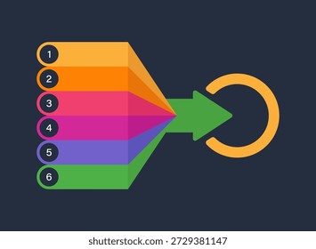 Infografische Vorlage mit Pfeil. Mehrfarbiges Design-Layout für Datenvisualisierung, Diagramme oder Grafiken 